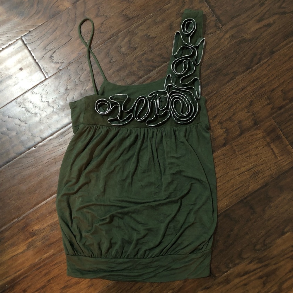 One shoulder zipper embellished top